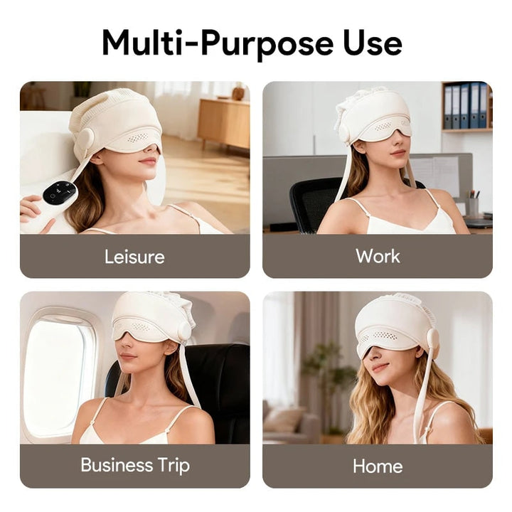 Electric Head and Scalp Massager Air Compression Eye Visor and Heat Spa