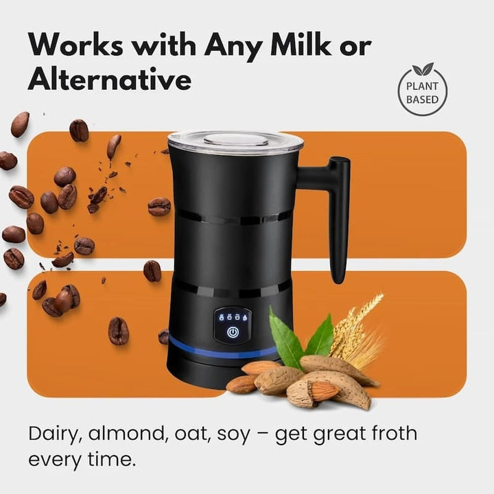 Electric Milk Frother and Steamer with Automatic Heating and Frothing for Creamy Foam