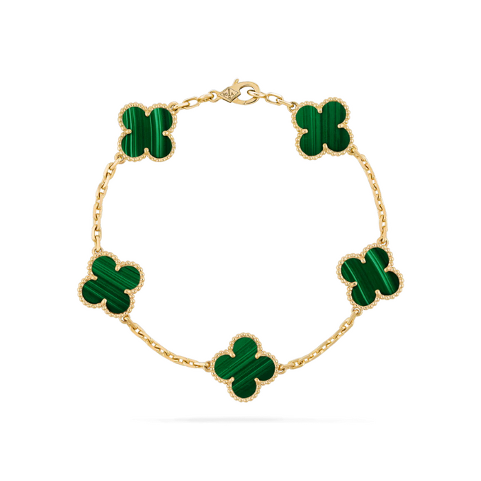 Wool Four-Leaf Clover Charm Bracelet - Elegant Accessory for Luck