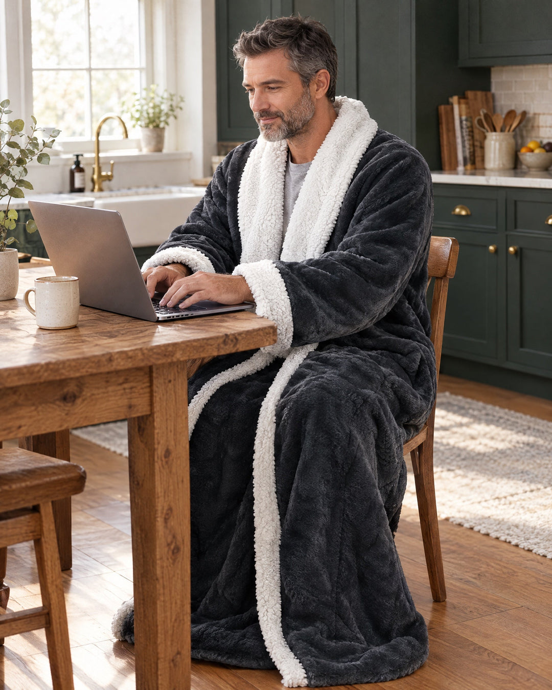 Wearable Heated Blanket Robe with Sleeves and Foot Pocket