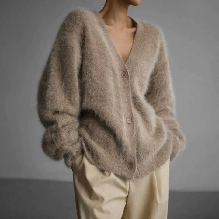 Relaxed V-Neck Button Cardigan