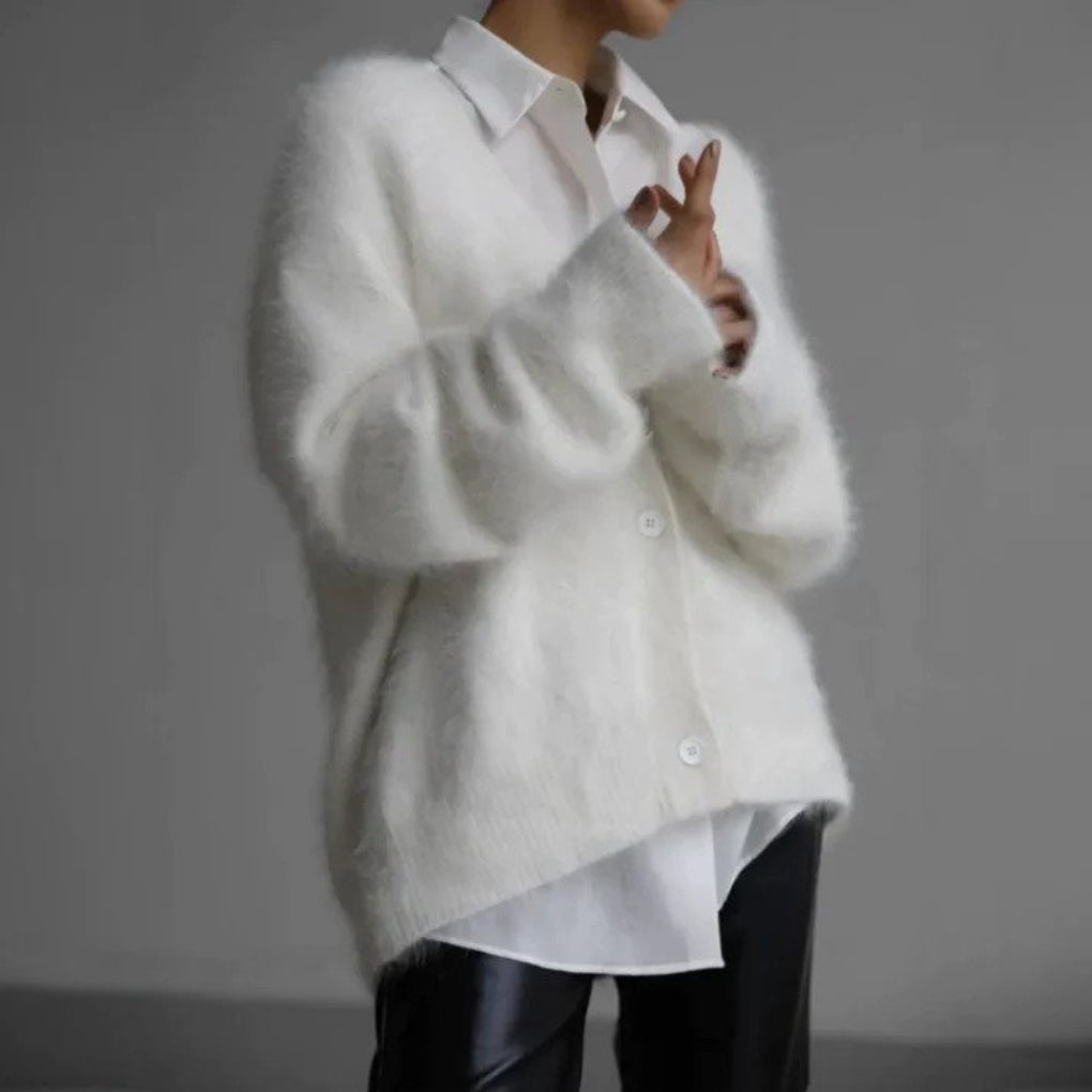 Relaxed V-Neck Button Cardigan