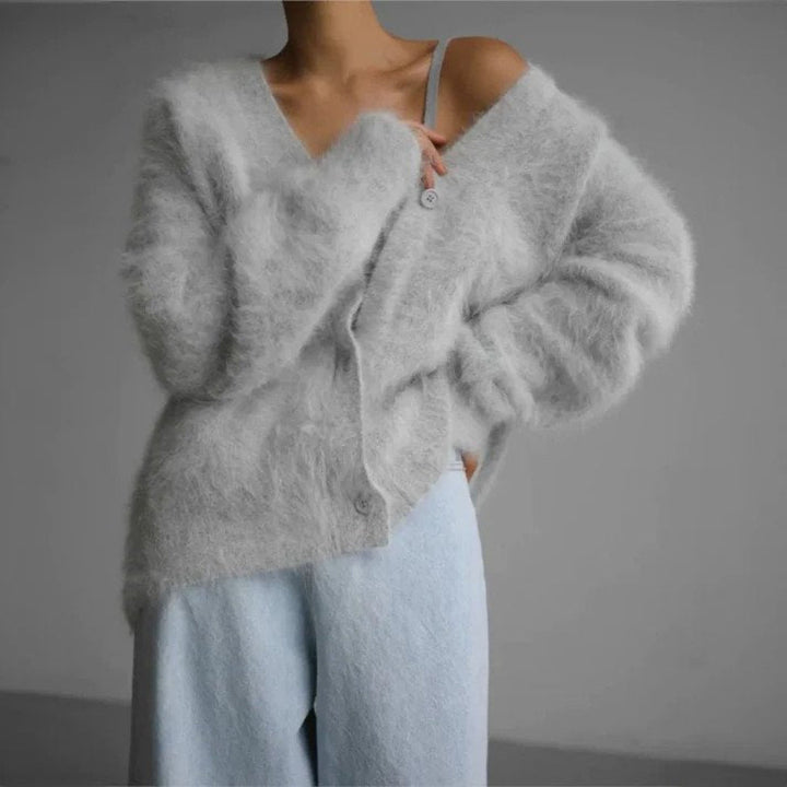 Relaxed V-Neck Button Cardigan