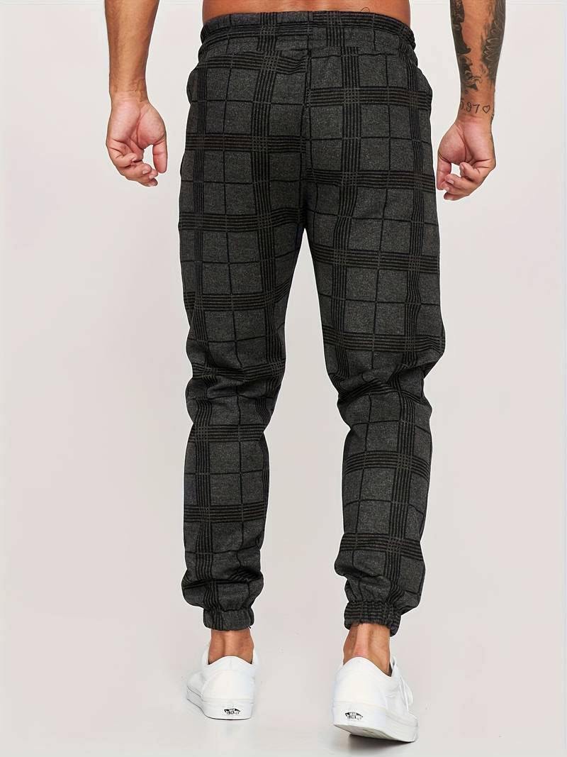 Checkered Slim Fit Joggers for Men