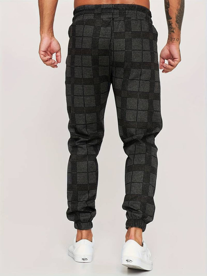 Checkered Slim Fit Joggers for Men
