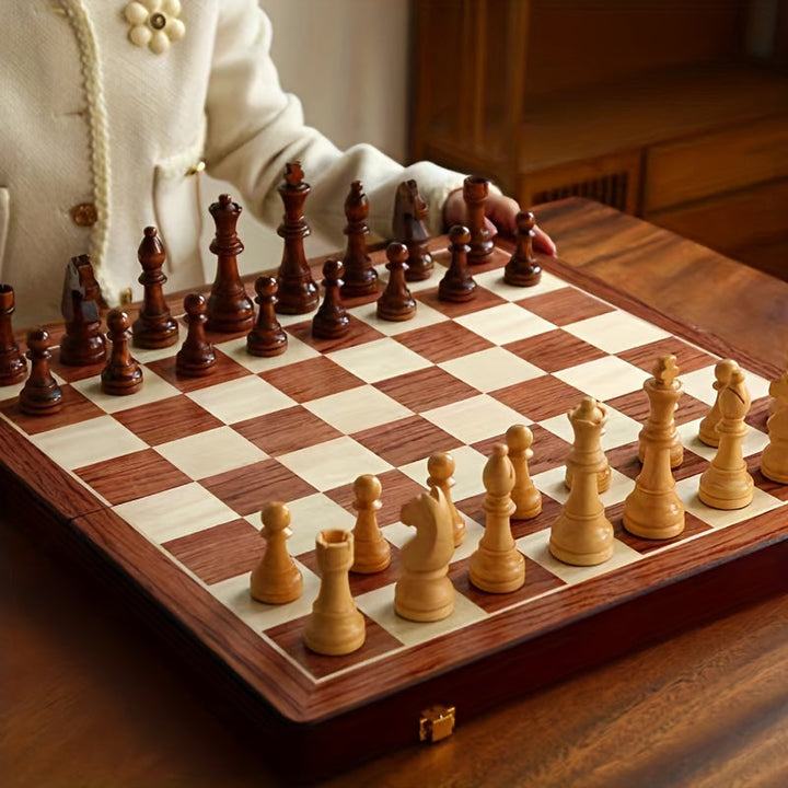EchelonMaster Wooden Chess Board | Handcrafted Walnut Chess Board with High-Quality Playing Pieces