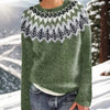 Fair Isle Wool Sweater with Crew Neck for Women
