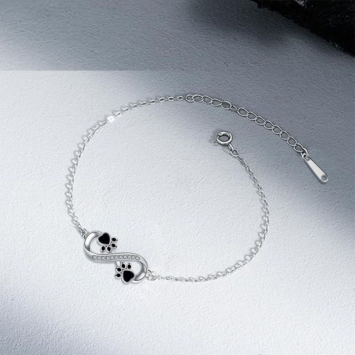 Infinity Symbol Pendant Pet Paw Bracelet with Zirconia
