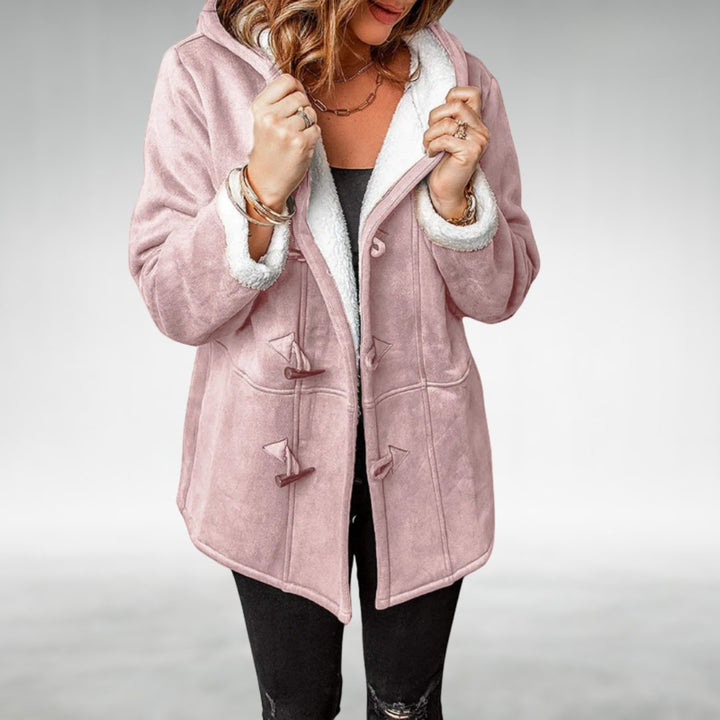 Fleece-Lined Long Winter Coat with Toggle Closure for Women