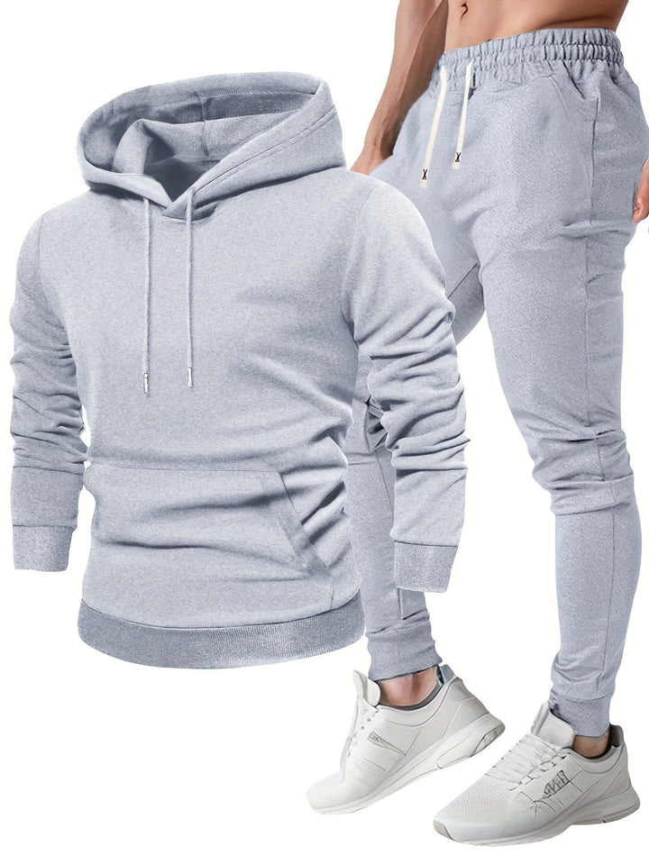 Men's Sports Set Hoodie & Jogging Bottoms - Breathable Polyester