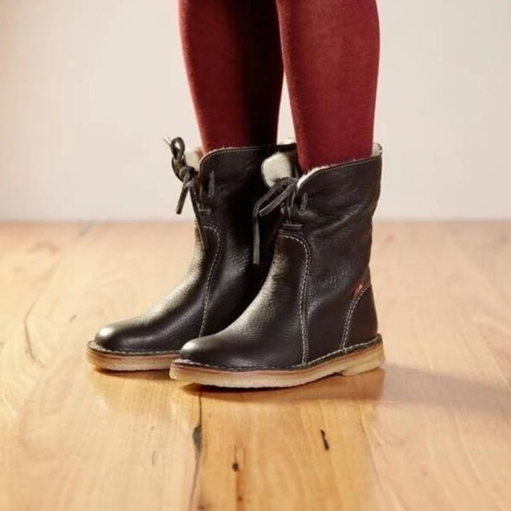 Fur-Lined Lace-Up Winter Boots for Women