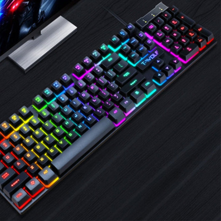Gaming Keyboard and Ergonomic Mouse Combo Rgb Backlighting and Floating Keycap Design