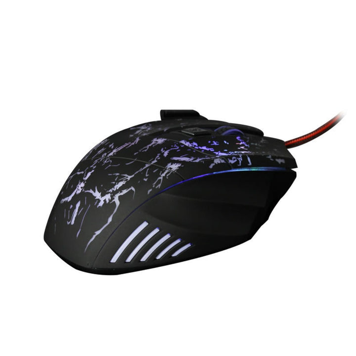 Gaming Mouse Wired Optical Rgb with Cracked Pattern Design and Braided Cable