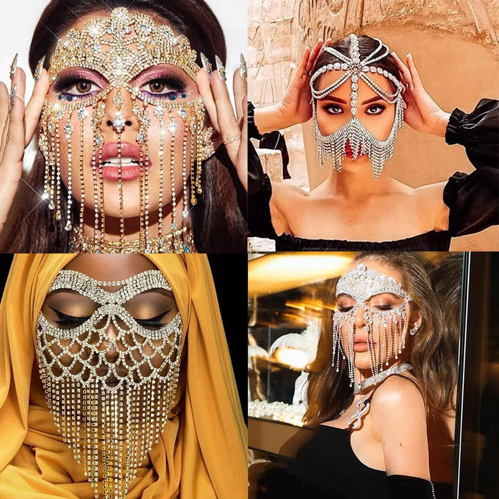 Sparkling Veil Mask | Masquerade Face Jewelry