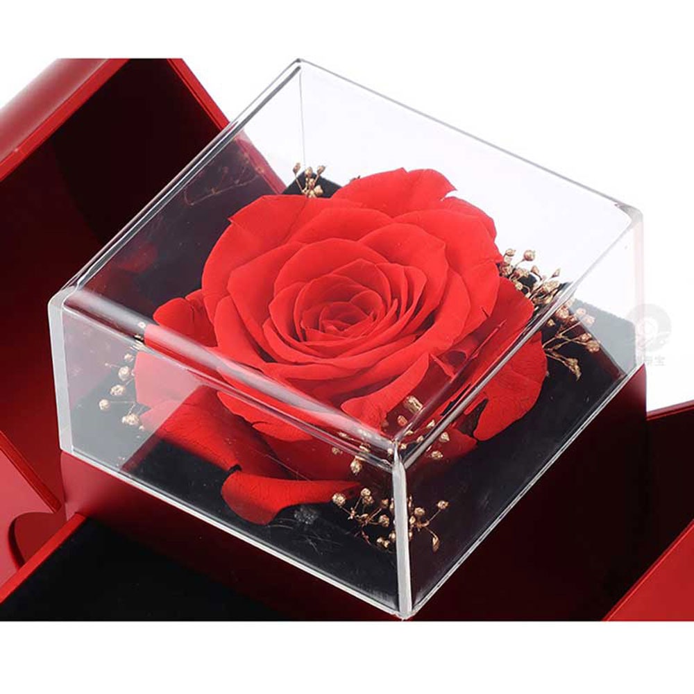 Jewelry Gift Box with Preserved Rose Pendant and Pull-Out Drawer Maid Of Honor Proposal