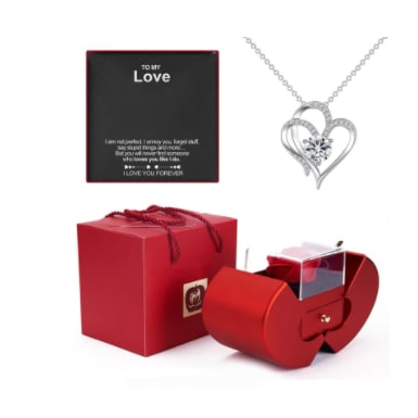 Jewelry Gift Box with Preserved Rose Pendant and Pull-Out Drawer Maid Of Honor Proposal
