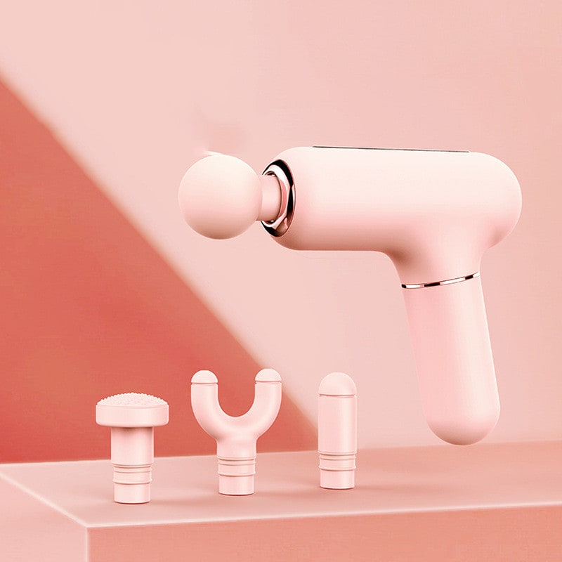 Mini Handheld Deep Tissue Massage Gun with Four Interchangeable Heads and Portable Cordless Design