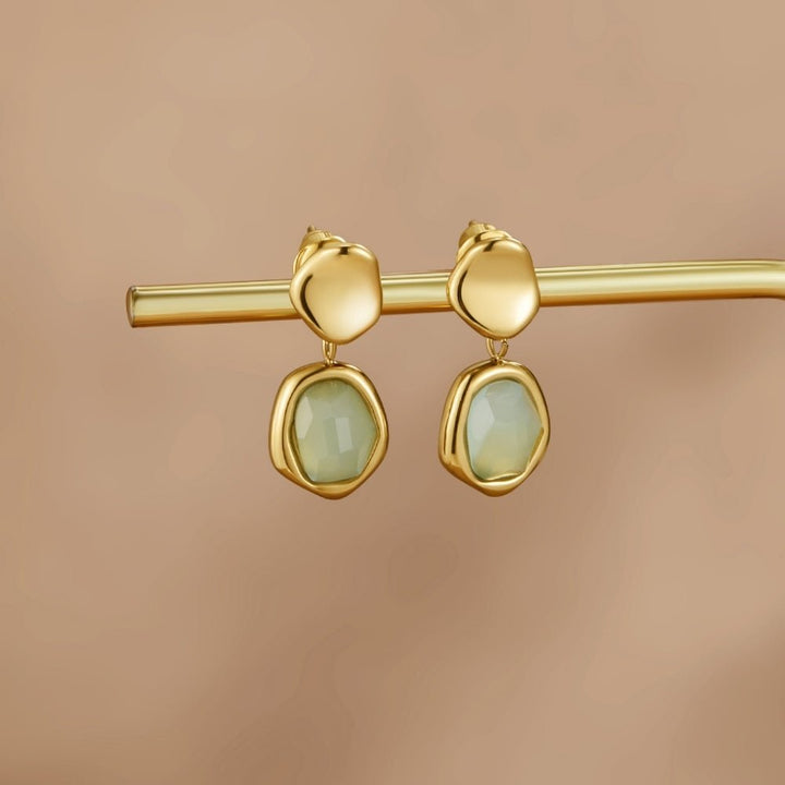 Gold Aquamarine Earrings