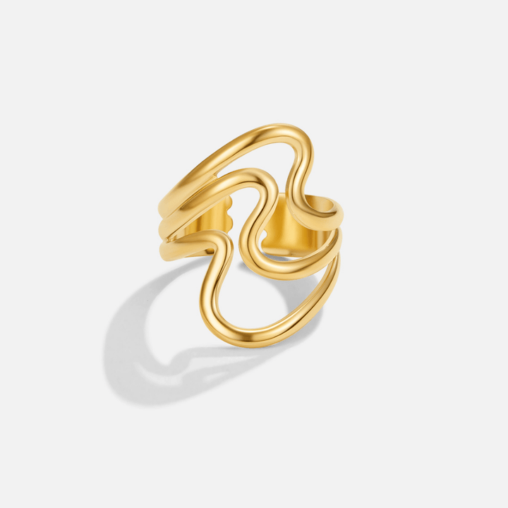 Gold Waves Wrap Ring