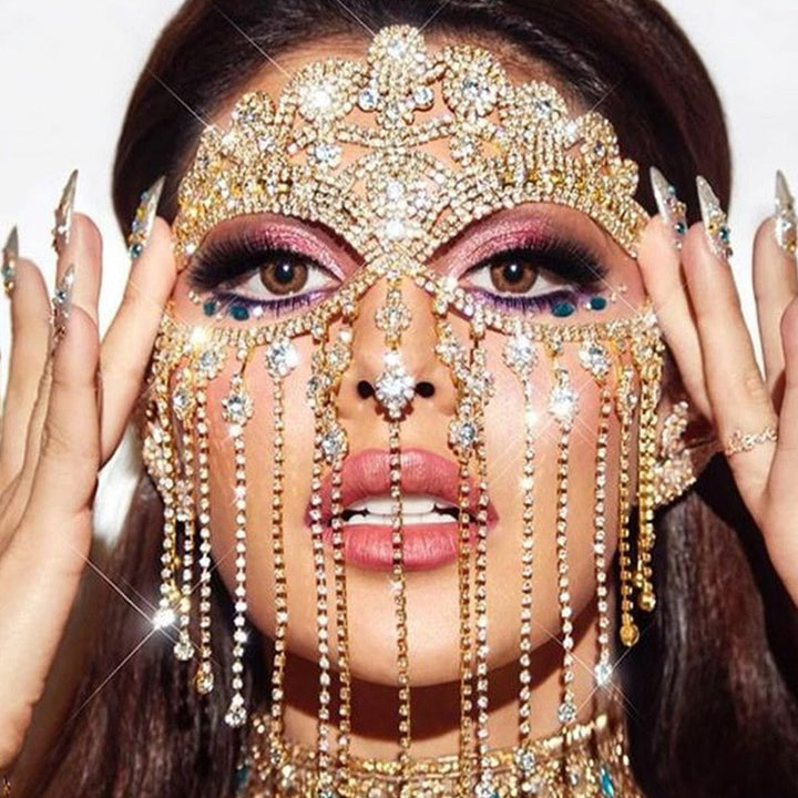 Sparkling Veil Mask | Masquerade Face Jewelry
