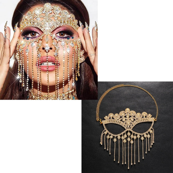 Sparkling Veil Mask | Masquerade Face Jewelry