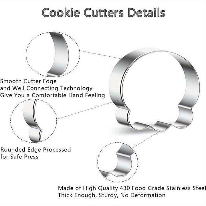 Halloween Stainless Steel Cookie Cutters Set with 7 Shapes Including Bat Ghost Pumpkin and Skull