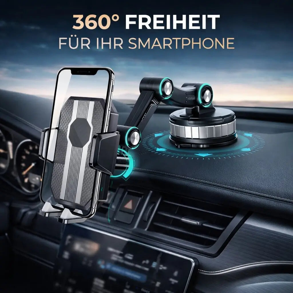 Car Phone Mount with Suction Cup | 360° Rotating Dashboard and Windscreen Holder