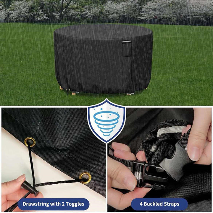 Heavy-duty round patio furniture cover with air vent