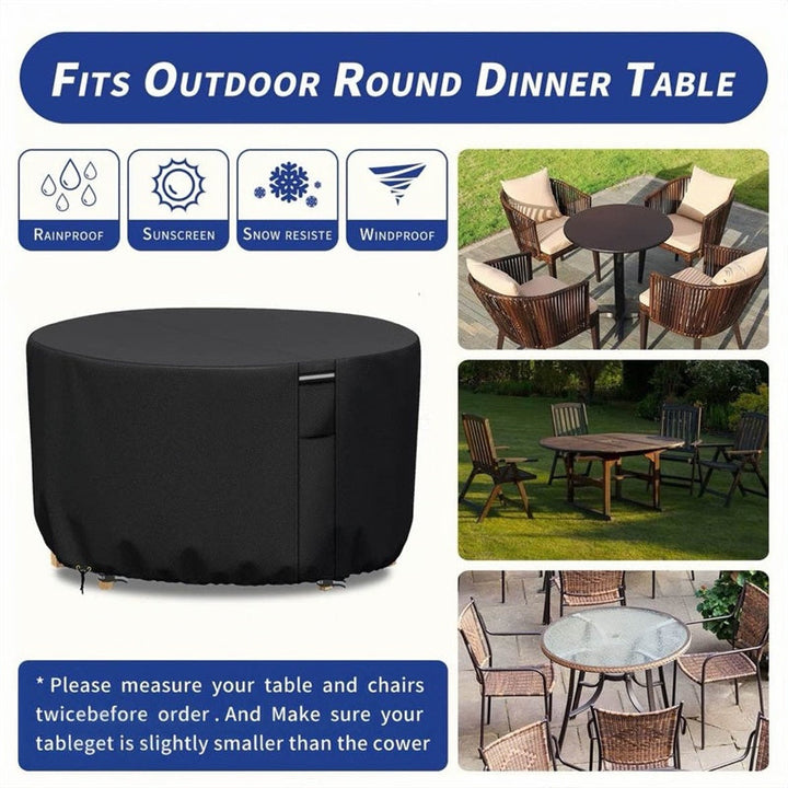 Heavy-duty round patio furniture cover with air vent