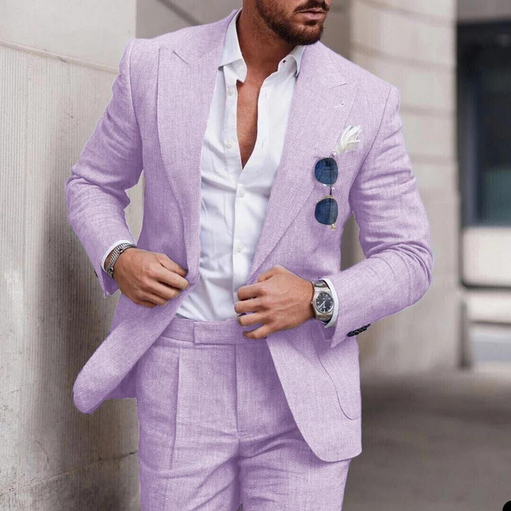 Trendy Men's Two-Piece Linen Beach Wedding Suit - Caden