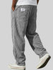 Men's Ribbed Pants with Elasticated Waistband and Slant Pockets