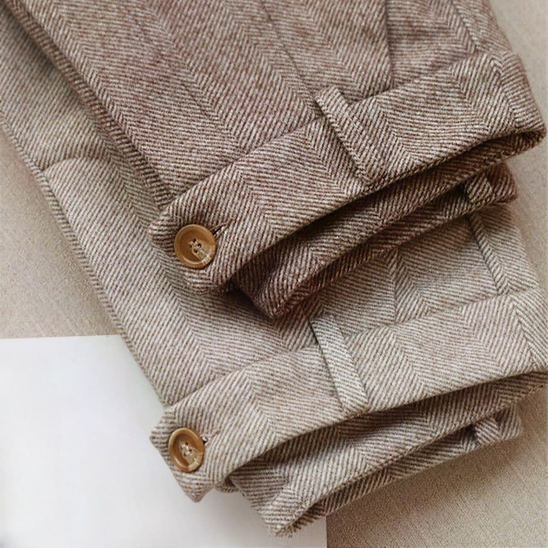 Herringbone Pleated Pants for Women
