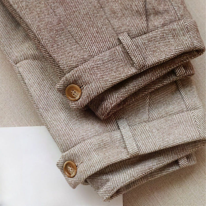 Herringbone Pleated Pants for Women
