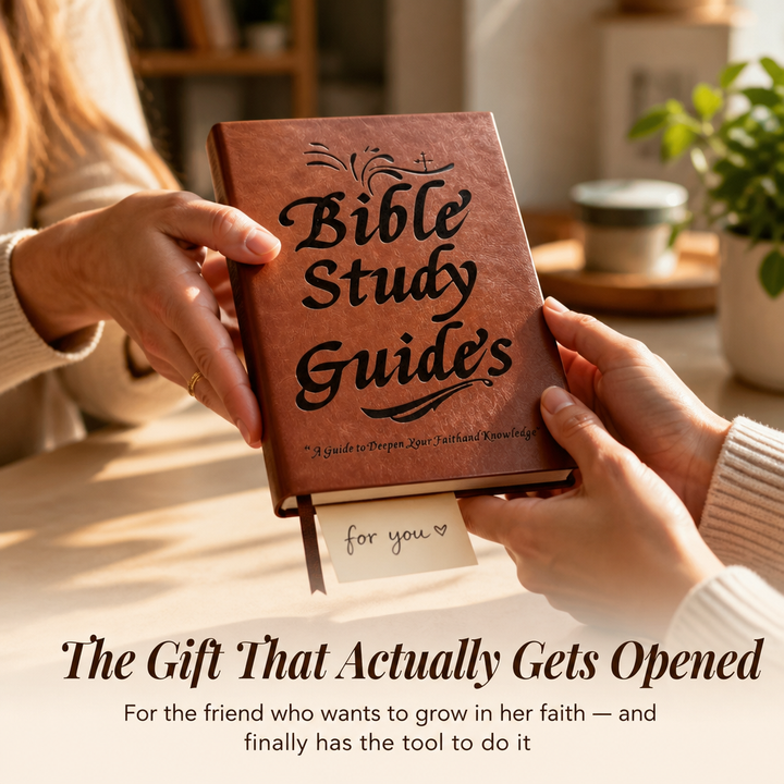 Bible study companion guide with one page for each of the 66 books, faux leather