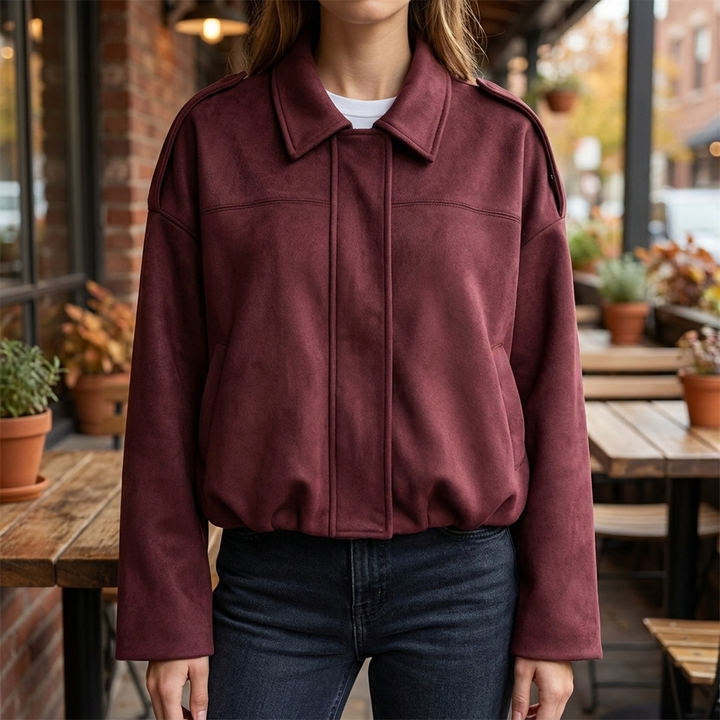 Cropped Zip-Up Bomber Jacket – Stylish Everyday Layer