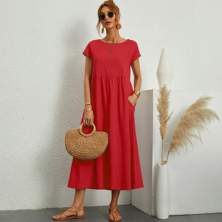 Women’s Short Sleeve A-Line Midi Dress