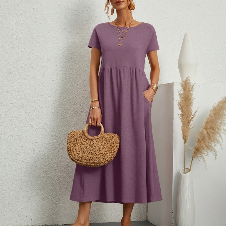 Women’s Short Sleeve A-Line Midi Dress