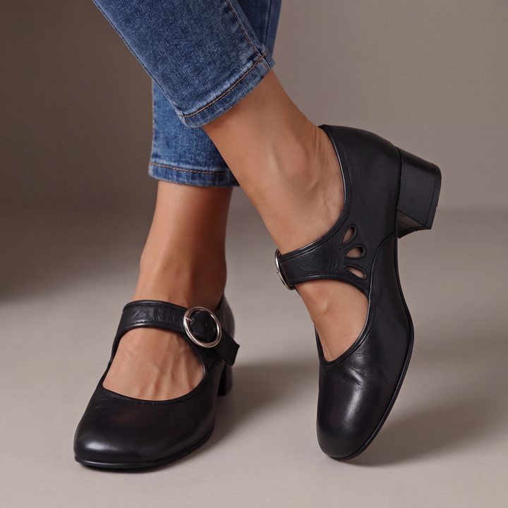 Strappy Buckle Pumps with Cushioned Insole