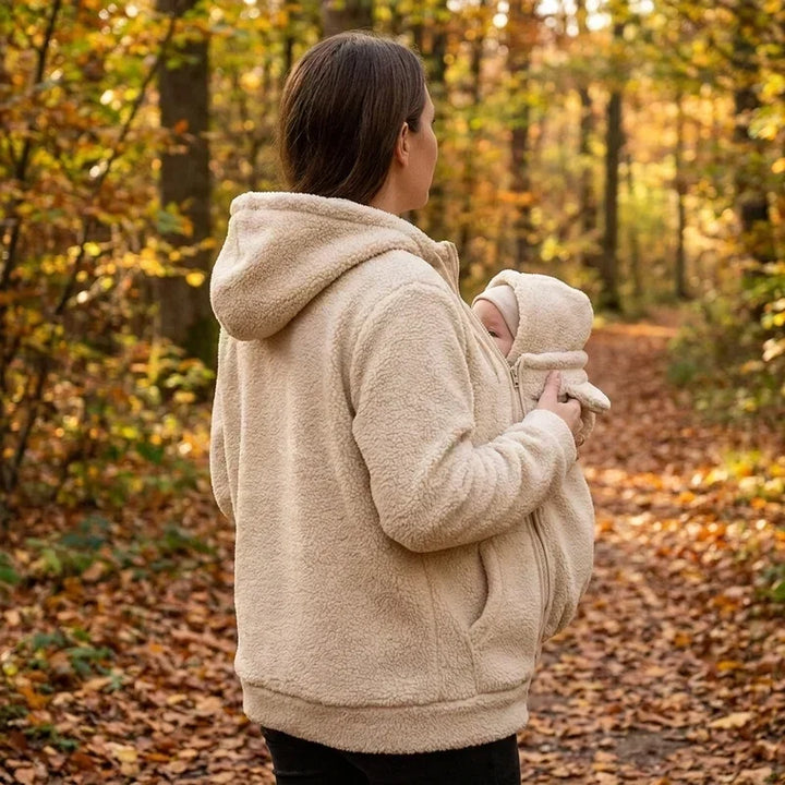 Cosy Fleece Baby-Wearing Hoodie with Front Pouch