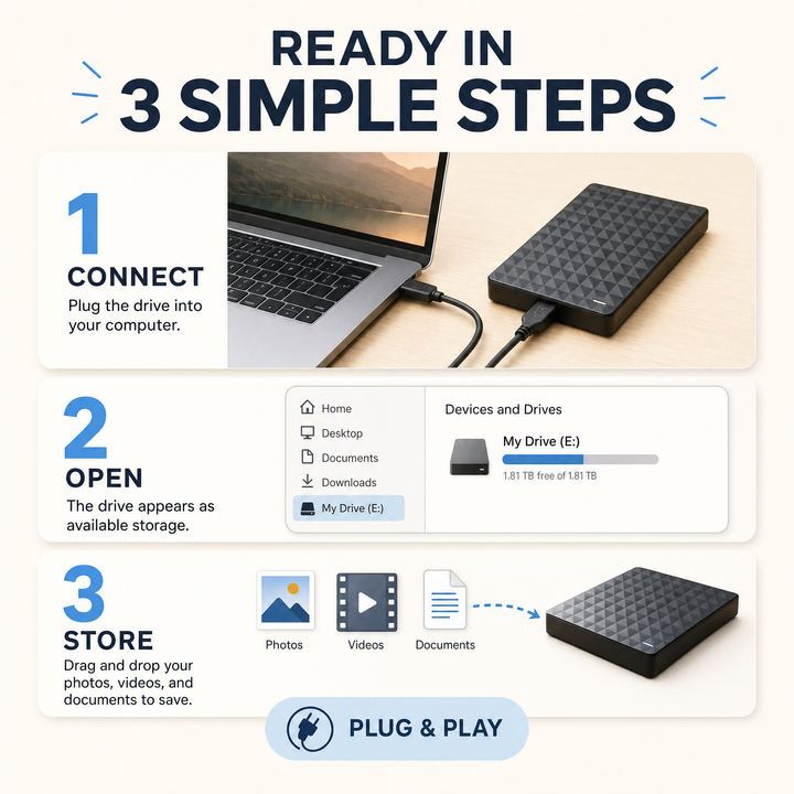 External HDD 10TB – Portable USB 3.0 Hard Drive for Files and Backups