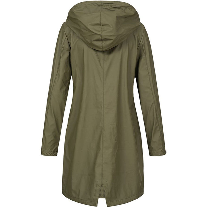 Hooded Long Raincoat with A-Line Fit for Women