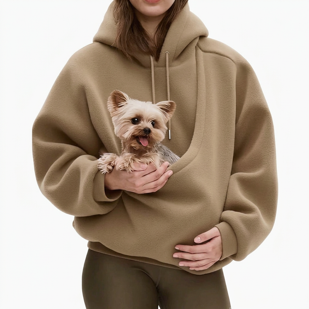 Kangaroo hoodie with built-in pouch for cats and dogs