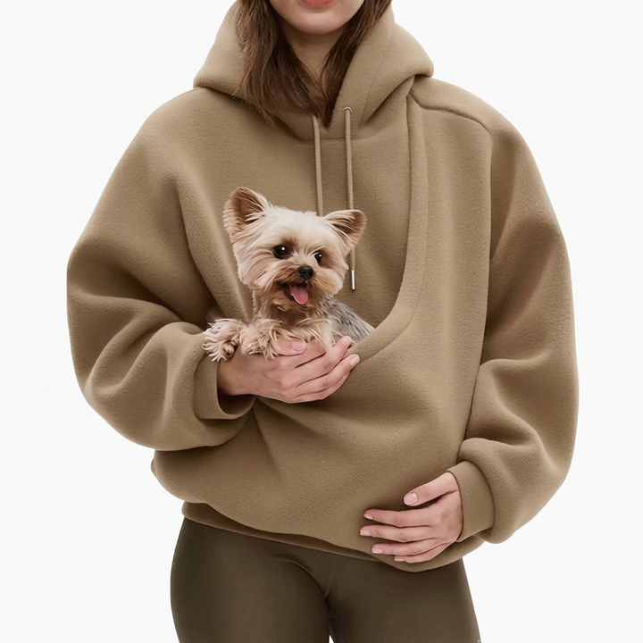 Kangaroo hoodie with built-in pouch for cats and dogs