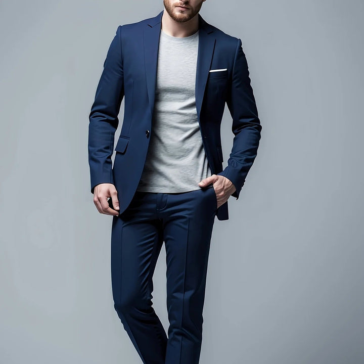 Men's Slim Fit Suit Set - Business-Casual Blazer and Pants