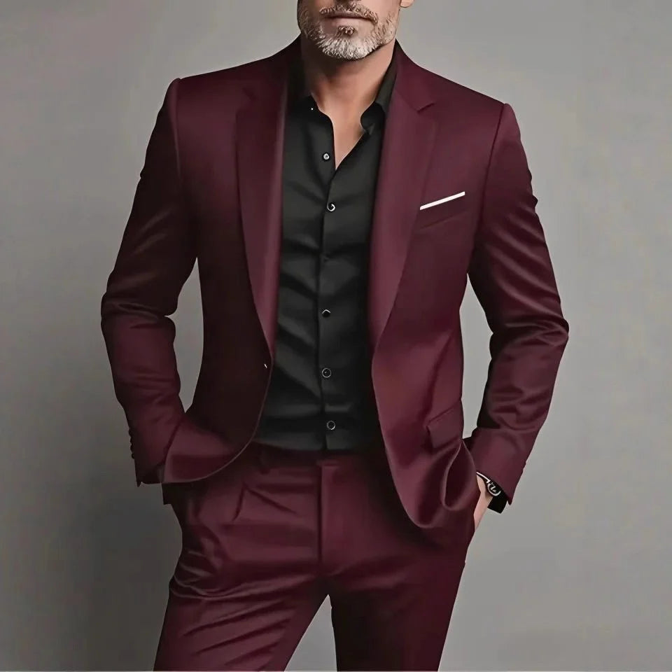 Men's Slim Fit Suit Set - Business-Casual Blazer and Pants