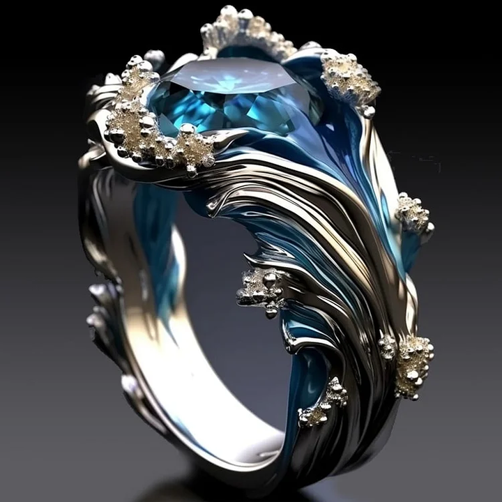 Softly waved cubic zirconia ring in rose gold