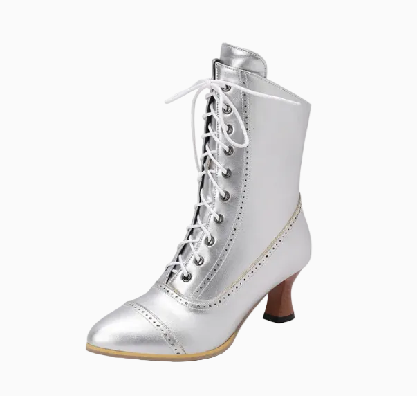 Women's Lace-Up Ankle Boots Retro Style – Vintage Ankle Boots with Heel