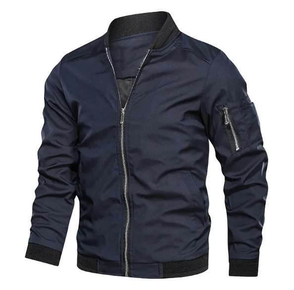 Men's Bomber Jacket with Zip Details – Lined All-Season Jacket