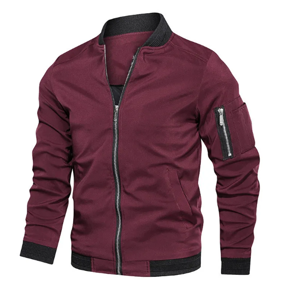 Men's Bomber Jacket with Zip Details – Lined All-Season Jacket