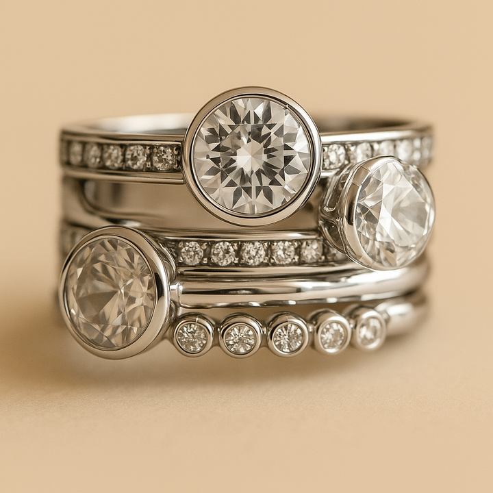 Refined Silver Ring with Sparkling Crystals